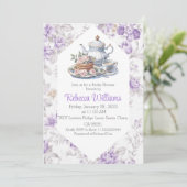 ティーパーティーラベンダーガーデンフローラブライダルシャワー 招待状 (スタンド正面)