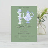 ティーパーティーラベンダーグリーンボホレースブライダルシャワー 招待状 (スタンド正面)