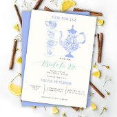 ティーパーティーラベンダーティール(緑がかった色)ボホレースブライダルシャワー 招待状