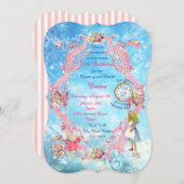 ティーパーティー白兎懐中時計ヴィンテージガール 招待状 (正面/裏面)