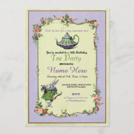 ティーパーティー誕生日アリスインワンダーランド招待状 招待状