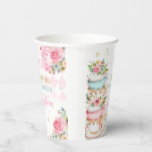 ティーパーティー誕生日ガールピンク&金ゴールドフローラパーティー 紙コップ (右)
