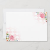 ティーパーティー誕生日ガール ピンク＆ゴールド フラワーパーティー 招待状 (裏面)