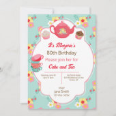 ティーパーティー誕生日パーティーの招待状 招待状 (正面)