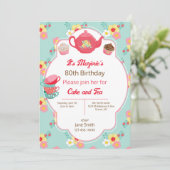 ティーパーティー誕生日パーティーの招待状 招待状 (スタンド正面)