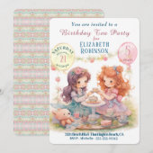 ティーパーティー誕生日パーティー招待状 招待状 (正面/裏面)