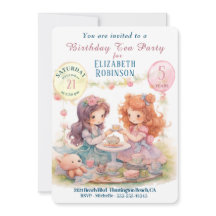 ティーパーティー誕生日パーティー招待状