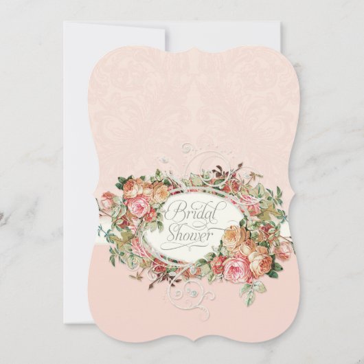 ティーパーティー誕生日パーティー水彩エレガントバラ 招待状 (裏面)