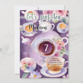ティーパーティー誕生日パーティー 招待状 (正面)