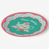 ティーパーティー誕生日ルンチョン ペーパープレート (アングル)