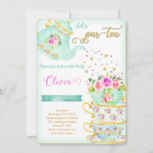 ティーパーティー誕生日招待状 招待状 (正面)