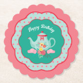 ティーパーティー誕生日 ペーパーコースター (正面)