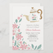 ティーパーティー誕生日 招待状 (正面/裏面)