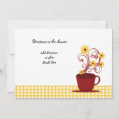 ティーパーティー赤と黄色のブライダルシャワー 招待状 (裏面)