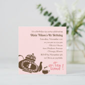 ティーパーティー – ガール誕生日招待状 招待状 (スタンド正面)