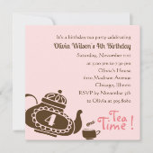 ティーパーティー – ガール誕生日招待状 招待状 (正面)