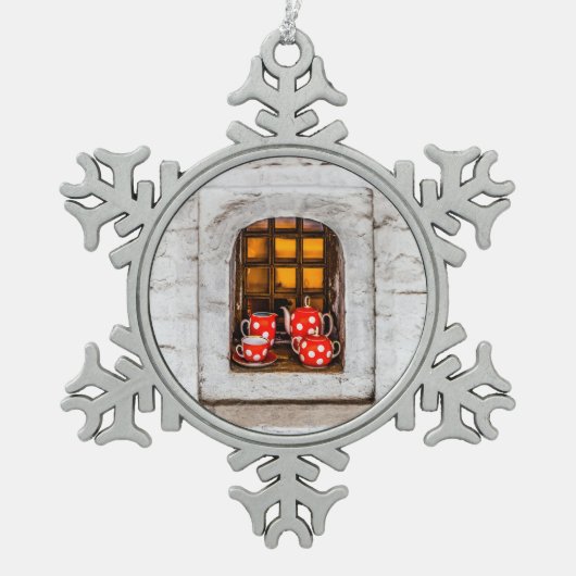 ティーパーティー スノーフレークピューターオーナメント (正面)