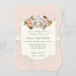 ティーパーティー バースデーパーティー 水彩 エレガント ローズ 招待状