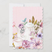 ティーパーティー ピンク 水彩花 ブライダルシャワー サンキューカード (裏面)