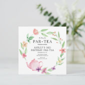 ティーパーティー |フローラ誕生日 |任意の年齢 招待状 (スタンド正面)