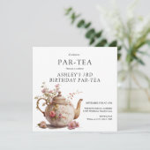 ティーパーティー |フローラ誕生日 |任意の年齢 招待状 (スタンド正面)