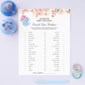 ティーパーティー ブライダルシャワーのゲーム チラシ (シングル)