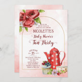 ティーパーティー ベビーシャワー 招待状 テンプレート (正面/裏面)