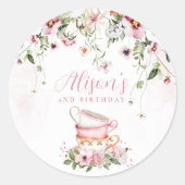 ティーパーティー 2歳の誕生日招待状 ラウンドシール (正面)