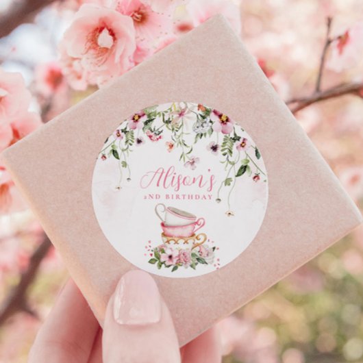 ティーパーティー 2歳の誕生日招待状 ラウンドシール