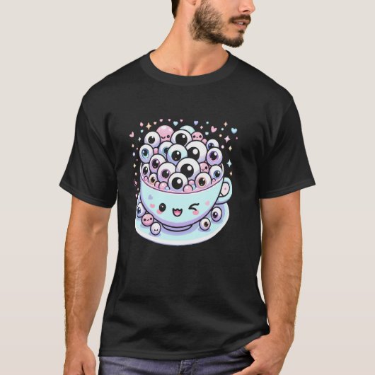 ティーパ風変わりンWeirdcore美的な眼球茶好き Tシャツ (正面)