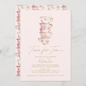 ティーピンクチノワセリーブライダルシャワーパーティー 招待状 (正面/裏面)