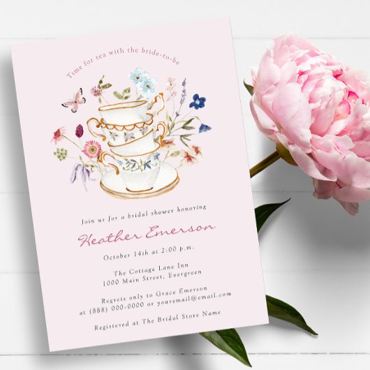 ティーピンクブライダルシャワー 招待状