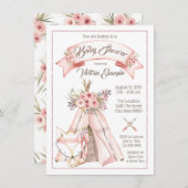 ティーピーキツネガールトバルベビーシャワー招待状 招待状 (正面/裏面)