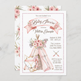 ティーピーキツネガールトバルベビーシャワー招待状 招待状