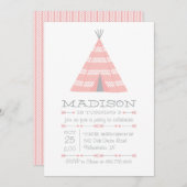 ティーピーテントバースデーパーティー招待状 子供へ 招待状 (正面/裏面)