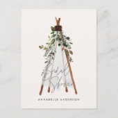 ティーピーモダンの葉、ボヘミアの裏庭 インビテーションポストカード (正面)