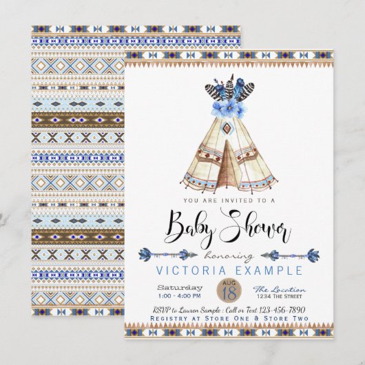 ティーピー部族のベビーシャワー招待状 招待状 (正面/裏面)