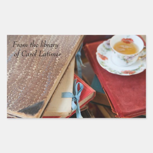 ティーブックとヴィンテージブックの蔵書票 長方形シール (正面)