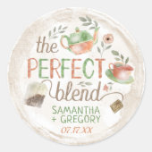 ティーブライダルウェディングシャワーザ完璧なブレンドの好意 ラウンドシール (正面)
