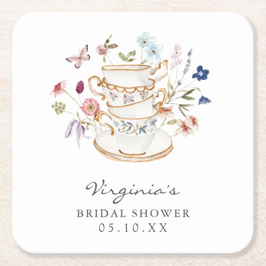 ティーブライダルシャワーコースター スクエアペーパーコースター (正面)