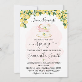 ティーブライダルシャワーレモンズピンクサマー招待状 シーズンカード