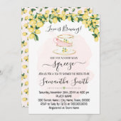 ティーブライダルシャワーレモンズピンクサマー招待状 シーズンカード (正面/裏面)