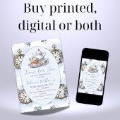 ティーブランチブルーフローラブライダルシャワー 招待状