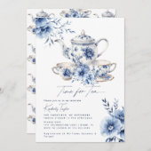 ティーブルーChinoiserieブライダルシャワーパーティー 招待状 (正面/裏面)