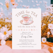 ティーベイビーシャワーティーカップバラピンクフローラ 招待状