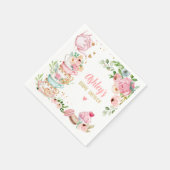 ティーベイビーシャワーピンクフラワーガールベビー醸造中 スタンダードカクテルナプキン (角)