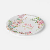 ティーベイビーシャワーピンクフラワーガールベビー醸造中 ペーパープレート (アングル)