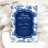 ティーベイビーシャワーブルーチャイノエリー 招待状
