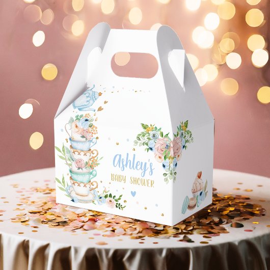 ティーベイビーシャワーブルーフラワーガールベビー醸造中 フェイバーボックス