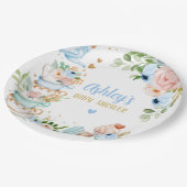 ティーベイビーシャワーブルーフラワーガールベビー醸造中 ペーパープレート (アングル)